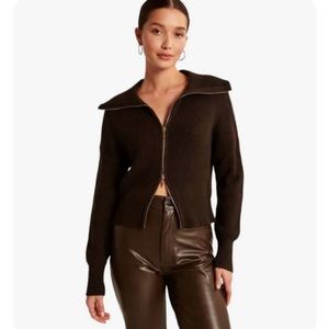 Abercrombie and Fitch Double Zip Ribbed Cardigan